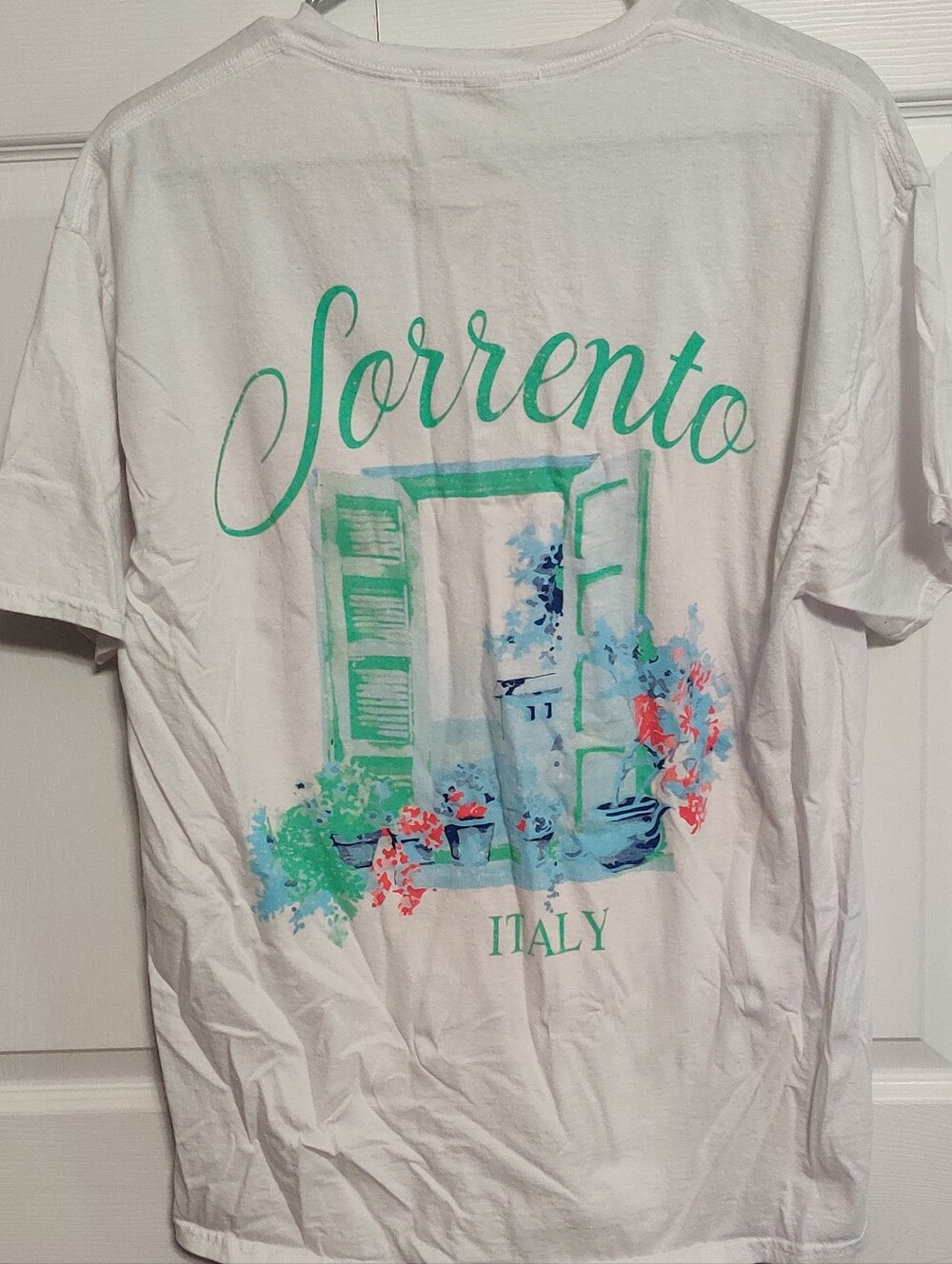 altar'd state M/L Italy Graphic Shirt White Top Women's Sorrento Tee Floral